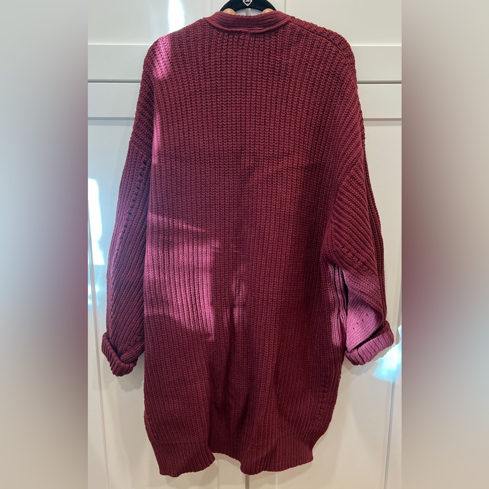 FREE PEOPLE  NIGHTINGALE CARDI, CABERNET, XL, NWOT. - Picture 6 of 13